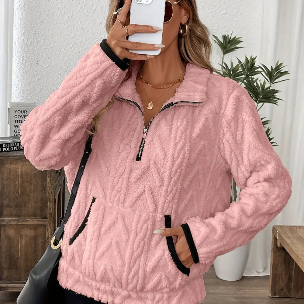 2025 New Autumn Winter Cozy Fleece Half-Zip Pullover Hoodie Women’s Warm Jacket