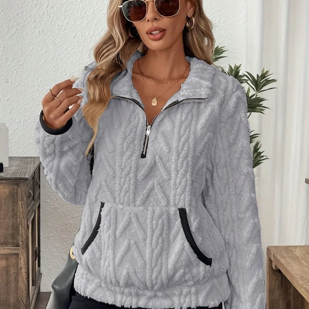 2025 New Autumn Winter Cozy Fleece Half-Zip Pullover Hoodie Women’s Warm Jacket