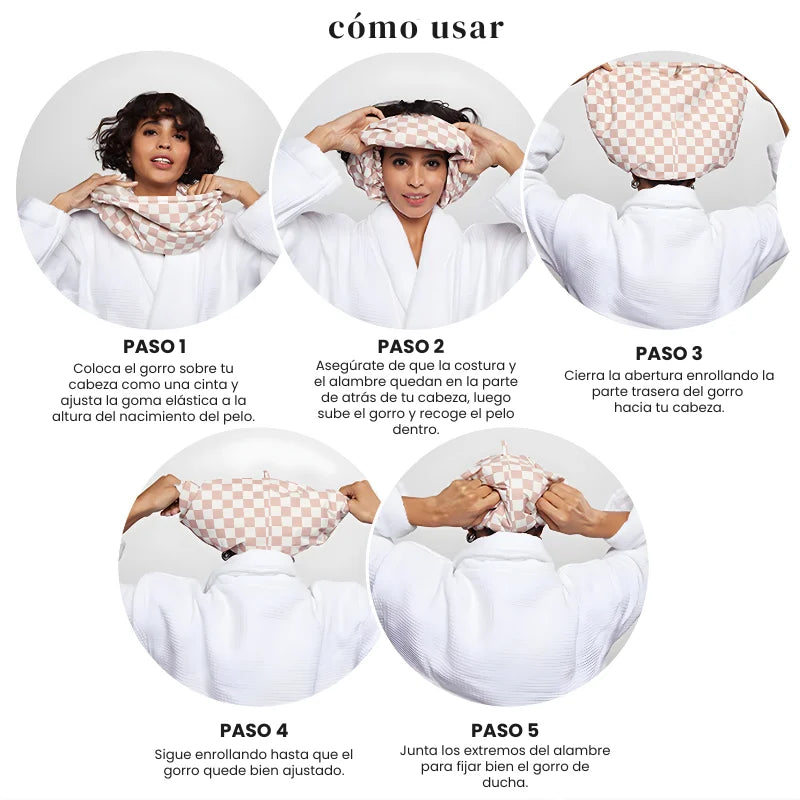 Gorro de Ducha con Forro de Satén