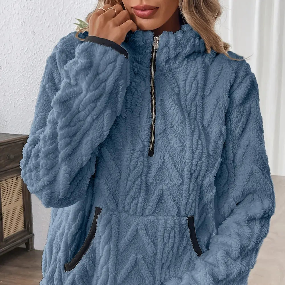 2025 New Autumn Winter Cozy Fleece Half-Zip Pullover Hoodie Women’s Warm Jacket