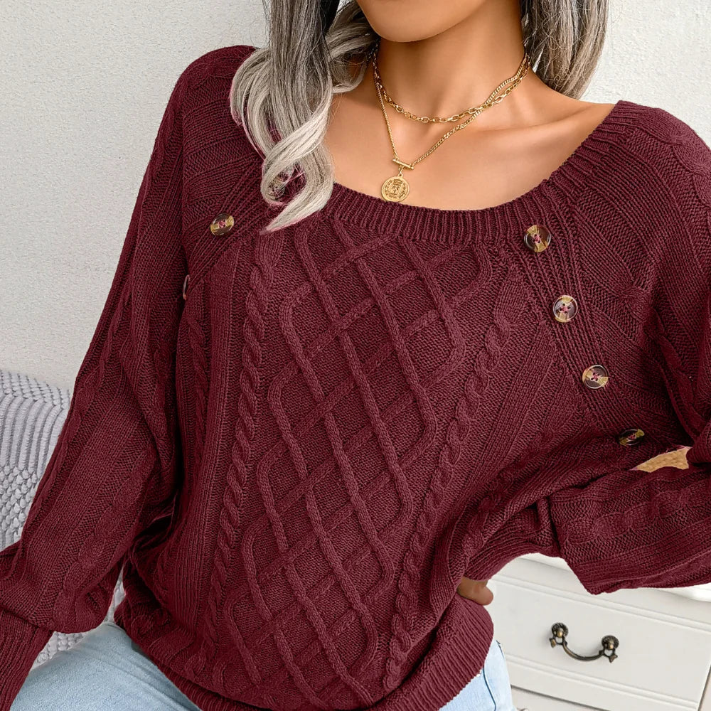 2025 New Autumn Winter Cozy Knit Sweater Women’s Button Pullover Collection