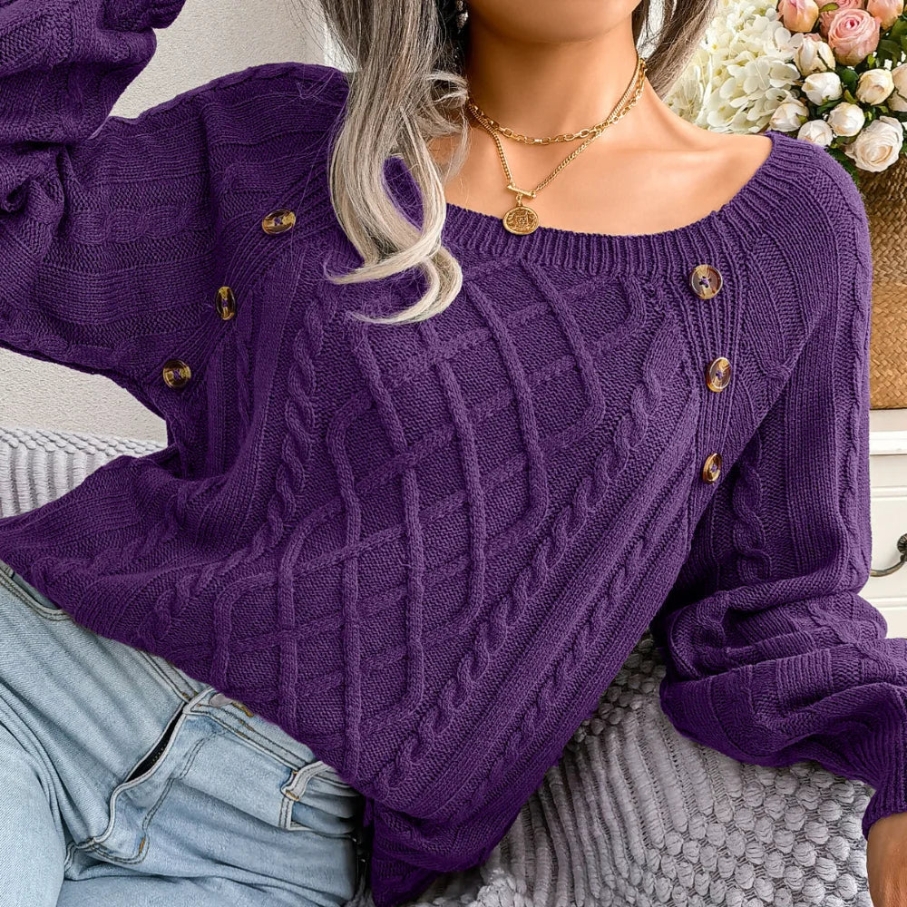 2025 New Autumn Winter Cozy Knit Sweater Women’s Button Pullover Collection